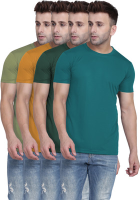 TQH Solid Men Round Neck Multicolor T-Shirt