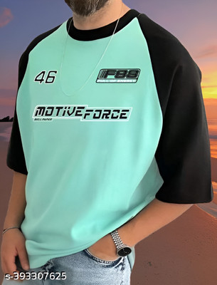 Looper Printed Men Round Neck Green, Black T-Shirt