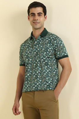Allen Solly Printed Men Polo Neck Green T-Shirt
