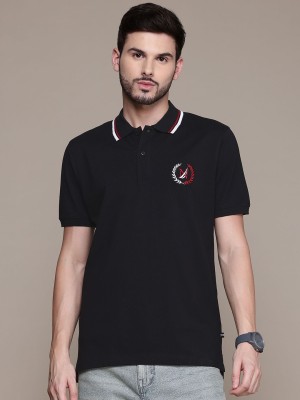 NAUTICA Solid Men Polo Neck Black T-Shirt