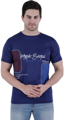 london mart Printed Men Round Neck Blue T-Shirt
