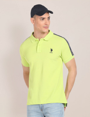 U.S. POLO ASSN. Solid Men Polo Neck Green T-Shirt