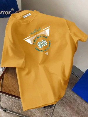 Magneto Printed Men Crew Neck Yellow T-Shirt