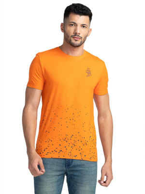 BEING HUMAN Printed Men Round Neck Orange T-Shirt