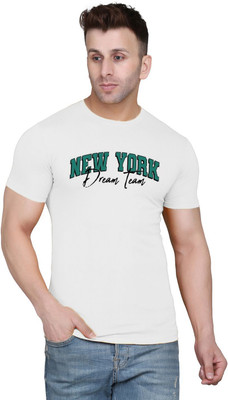 Aditi Fashion Printed Men Round Neck White T-Shirt