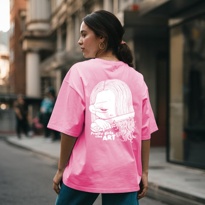 HouseOfCommon Graphic Print Women Round Neck Pink T-Shirt