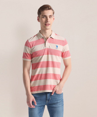 U.S. POLO ASSN. Striped Men Polo Neck Red T-Shirt