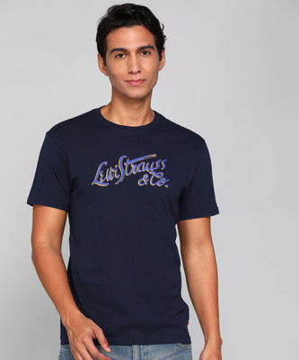 LEVI'S Printed Men Crew Neck Navy Blue T-Shirt