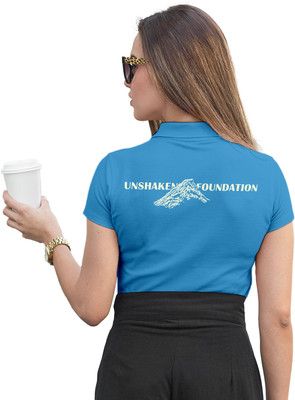 Fighterhero Printed Women Polo Neck Blue T-Shirt