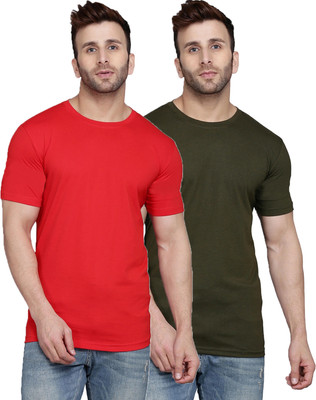 SLOWLORIS Solid Men Round Neck Multicolor T-Shirt