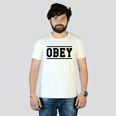 Chiraiyaa Printed Men Round Neck Beige T-Shirt