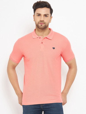 DUKE Solid Men Polo Neck Orange T-Shirt