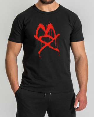 TEEGALLARY Printed Men Round Neck Black T-Shirt