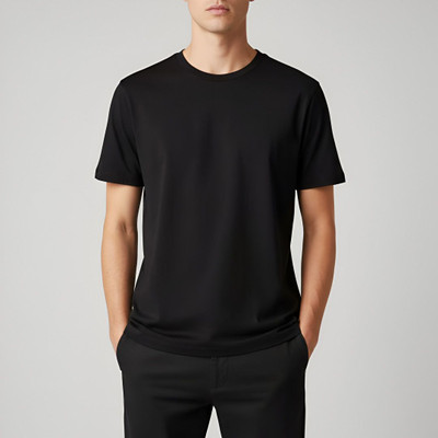 Tanushk Solid Men Round Neck Black T-Shirt