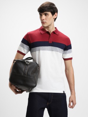 Dennis Lingo Striped Men Polo Neck Reversible Maroon T-Shirt