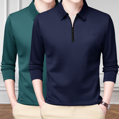 BELACHY Solid Men Polo Neck Navy Blue T-Shirt