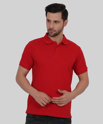 CLUBGREEN Solid Men Polo Neck Red T-Shirt