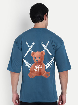 SCOTT FINCHER Printed Men Round Neck Blue T-Shirt