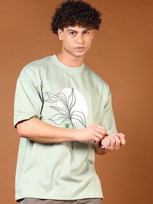 V-MART Printed Men Round Neck Green T-Shirt