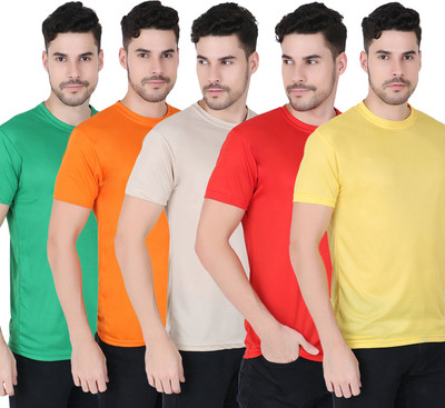 HOC Solid Men Round Neck Multicolor T-Shirt