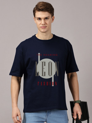Leon Printed Men Round Neck Dark Blue T-Shirt