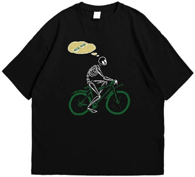 inblak Printed Men Round Neck Reversible Black T-Shirt