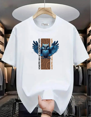 Magneto Printed Men Round Neck White T-Shirt
