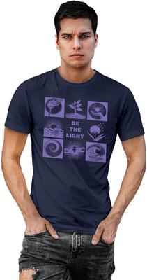 Fighterhero Printed Men Round Neck Navy Blue T-Shirt