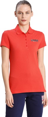 PUMA Printed Women Polo Neck Orange T-Shirt