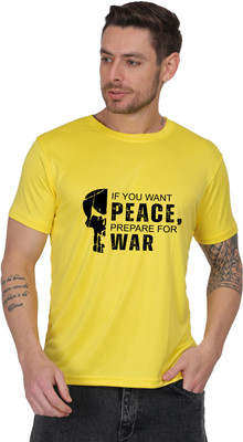 LIFE STYLE COMMERCE Printed Men Round Neck Yellow T-Shirt