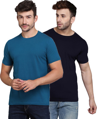 SLOWLORIS Solid Men Round Neck Multicolor T-Shirt