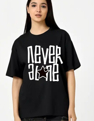 fashnobic Printed Women Round Neck Black T-Shirt