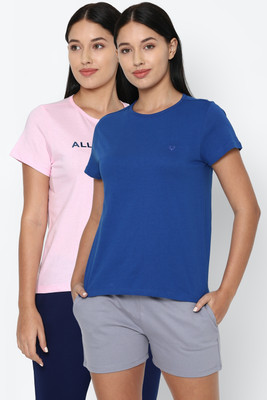 Allen Solly Solid Women Round Neck Blue T-Shirt