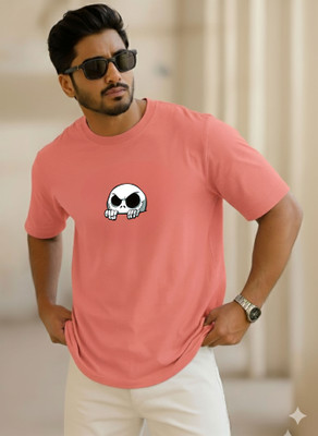 SINNER STREET Printed Men Round Neck Orange T-Shirt