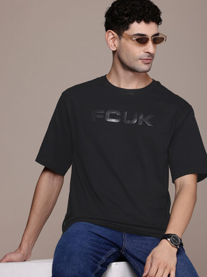 FCUK Printed Men Round Neck Black T-Shirt