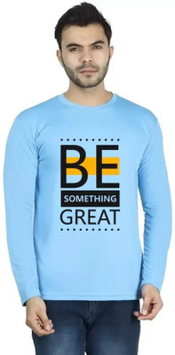 LV CARE Printed Men Round Neck Blue T-Shirt