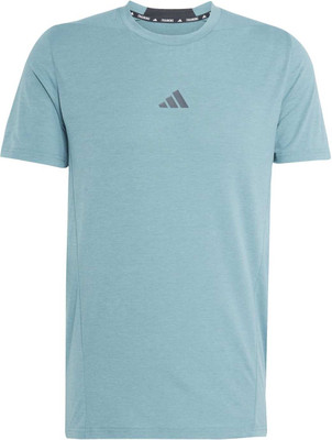 ADIDAS Solid Women Round Neck Blue T-Shirt