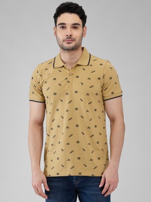 KILLER Printed Men Polo Neck Beige T-Shirt