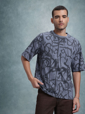 Roadster Printed Men Round Neck Blue T-Shirt