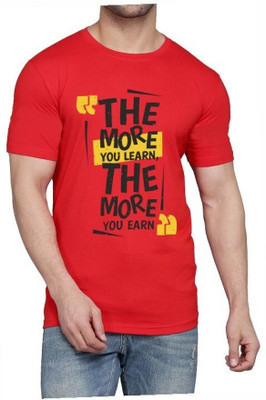 WOOSTRO Printed Men Round Neck Red T-Shirt