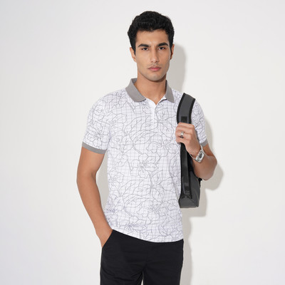 Peregrine by Pantaloons Printed Men Round Neck Grey, White T-Shirt