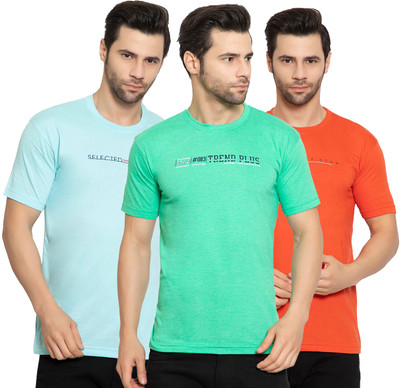 Zeffit Printed Men Round Neck Light Blue, Green, Red T-Shirt