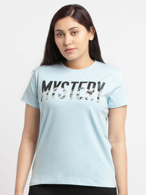 Status Quo Printed Women Round Neck Blue T-Shirt