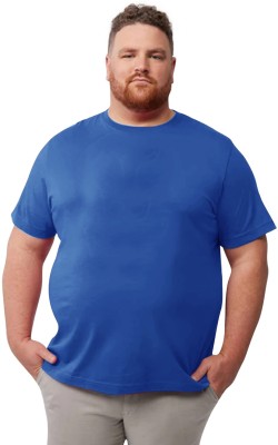 Private Label Solid Men Round Neck Blue T-Shirt