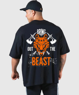 GYMBROTHERS Printed Men Round Neck Black T-Shirt