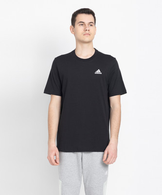 ADIDAS Solid Men Crew Neck Black T-Shirt
