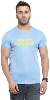 LV CARE Printed Men Round Neck Blue T-Shirt