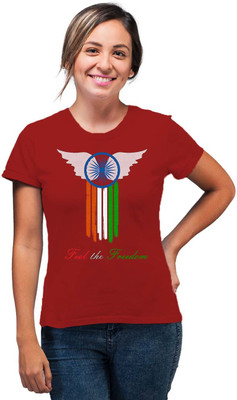 SmarTee Street Printed Women Round Neck Red T-Shirt