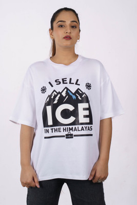 Bandar Baant Graphic Print, Printed Women Round Neck White T-Shirt