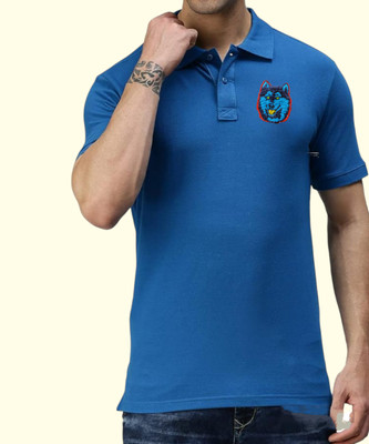 embos Solid Men Polo Neck Dark Blue T-Shirt
